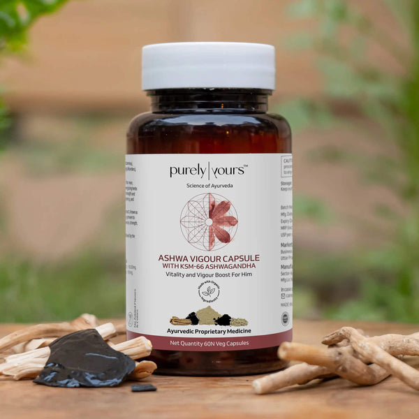 Ashwa Vigour® : Pure Himalayan Shilajit (80% Fulvic Acid) , KSM-66 Ashwagandha & Safed Musli )