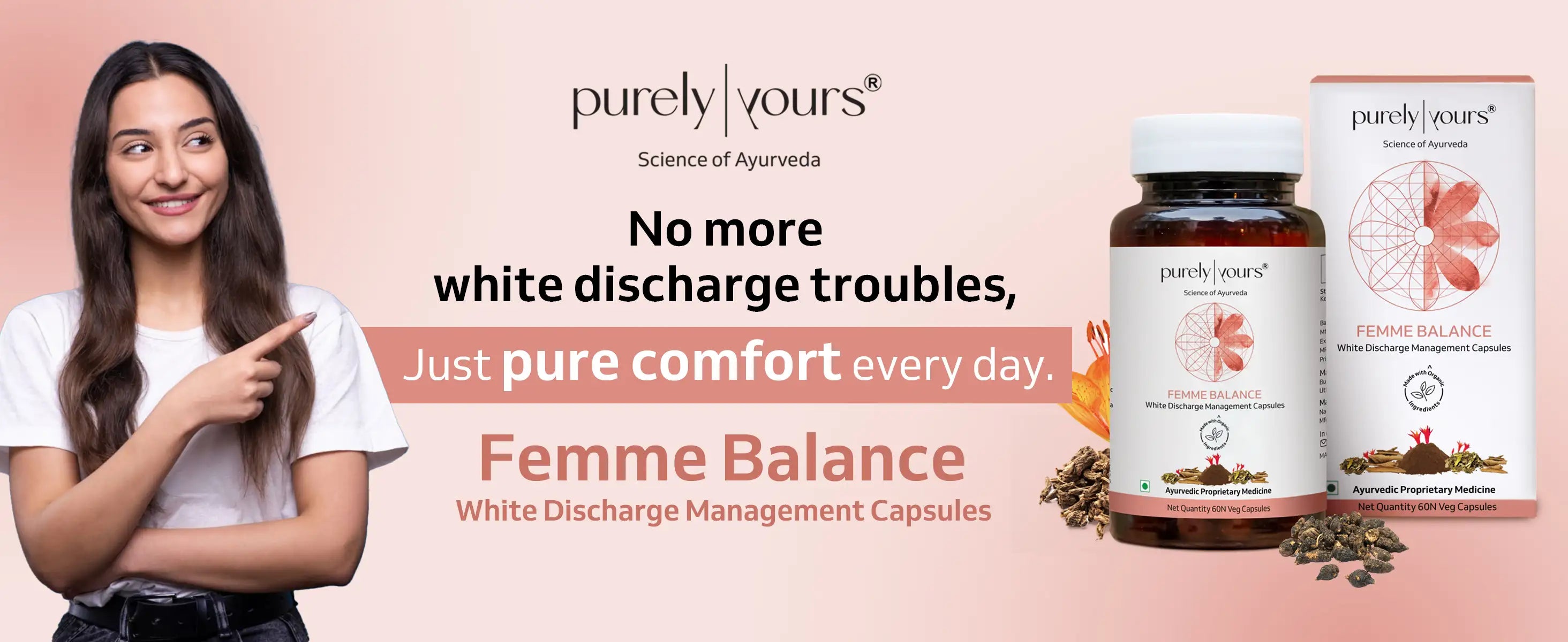 Description image for White Discharge Relief Ayurvedic Capsules for Women | 60 Capsules